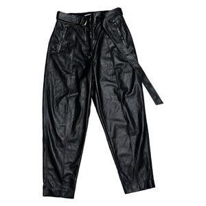 BABATON Aritzia Faux Leather Pleated Designer Womens Pants With Belt Size 8